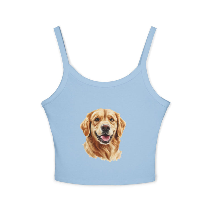 Golden Retriever Dog Lover's Spaghetti Strap Tank Top, Cute Pet Apparel, Gift for Dog Moms, Summer Top, Animal Lover Shirt
