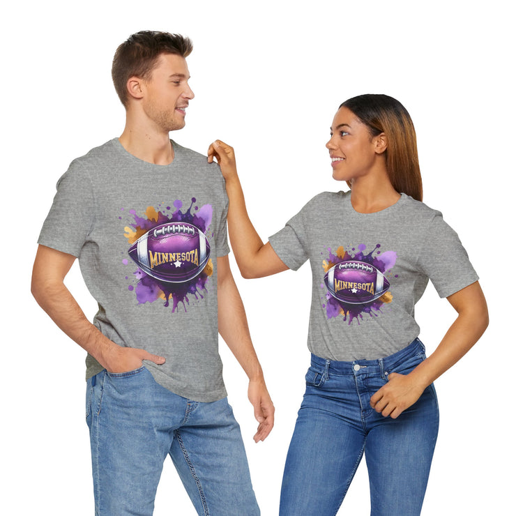 Minnesota Football Splash Tee, Unisex Short Sleeve, Sports Fan Shirt, Game Day Apparel, Football Design, Sports Design