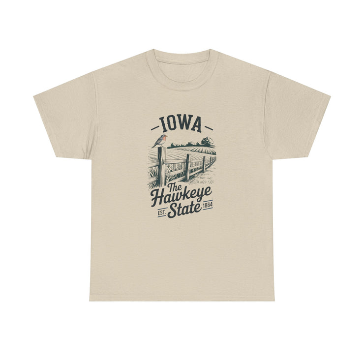 Iowa The Hawkeye State T-Shirt, Vintage Style Tee, Unisex Cotton Shirt, Iowa Pride Gift, USA States Design