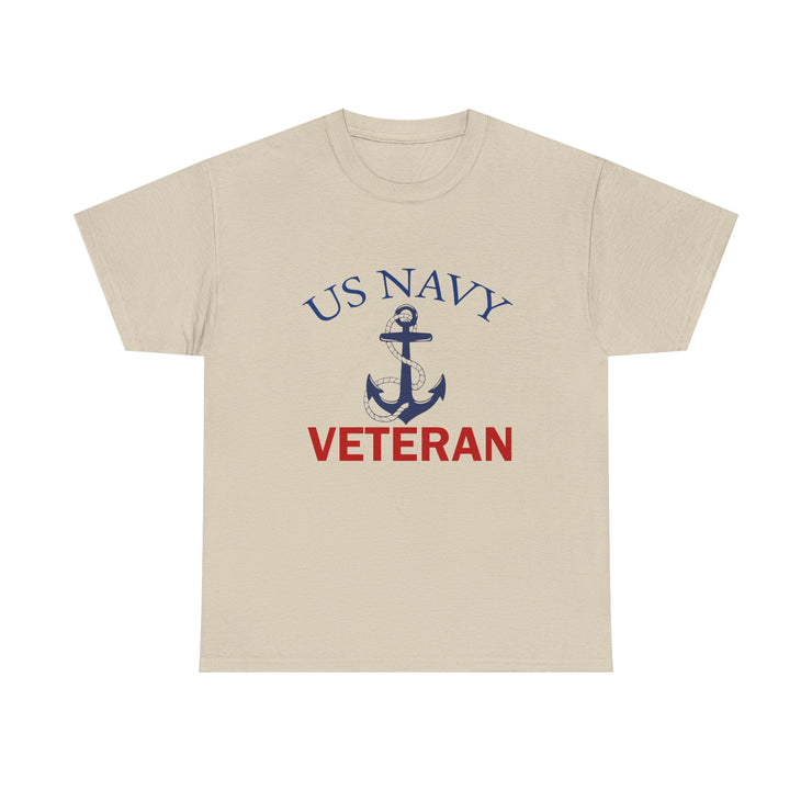 US Navy Veteran Unisex Heavy Cotton Tee, Military Pride Shirt, Veteran Gift, Casual Wear, Patriotic Apparel, Anchor Design T-Shirt