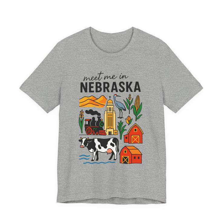 Nebraska Graphic Tee, Unisex Jersey Short Sleeve Tee, Souvenir Shirt, USA States Design