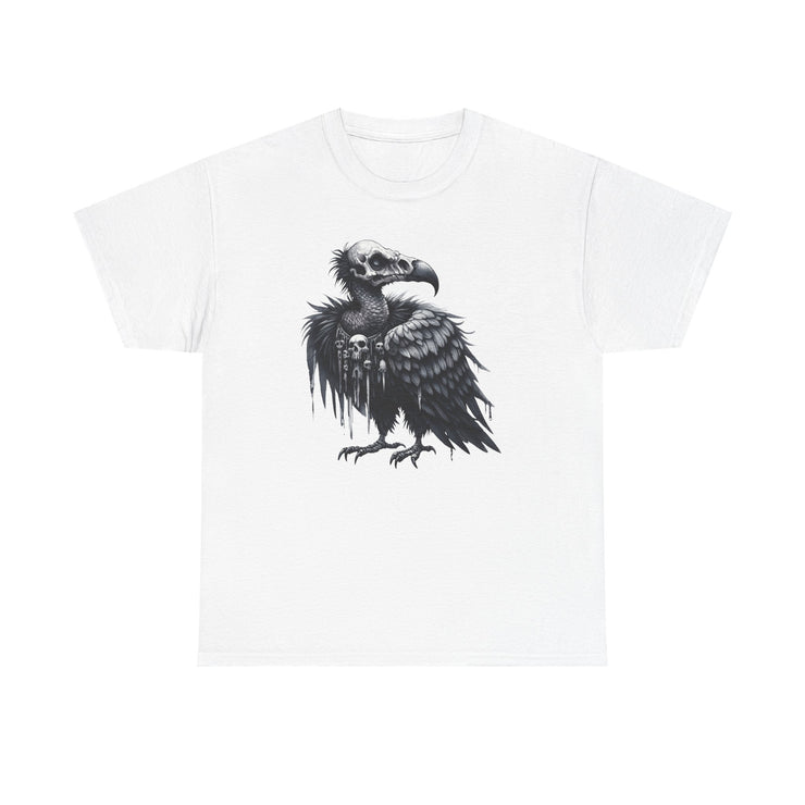 Gothic Vulture Tee, Unisex Heavy Cotton T-Shirt, Edgy Graphic Shirt for Music Lovers, Halloween T-Shirt, Alternative Fashion