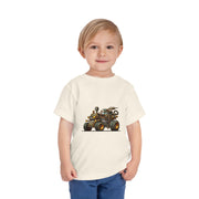 Toddler Short Sleeve Tee with Fun Vehicle Design, Birthday Gift, Kids' Fashion, Playtime Wear, Adventure Apparel