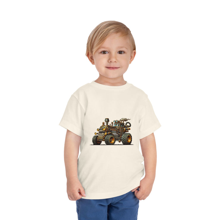 Toddler Short Sleeve Tee with Fun Vehicle Design, Birthday Gift, Kids' Fashion, Playtime Wear, Adventure Apparel