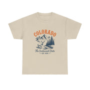 Colorado Adventure Unisex Heavy Cotton Tee, Outdoor Shirt, Gift for Nature Lovers, Travel Tee, USA State Design