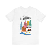 Illinois Graphic Tee | Unisex Short Sleeve T-Shirt, Illinois Souvenir Shirt, Travel Gift, Casual Wear, USA States Design