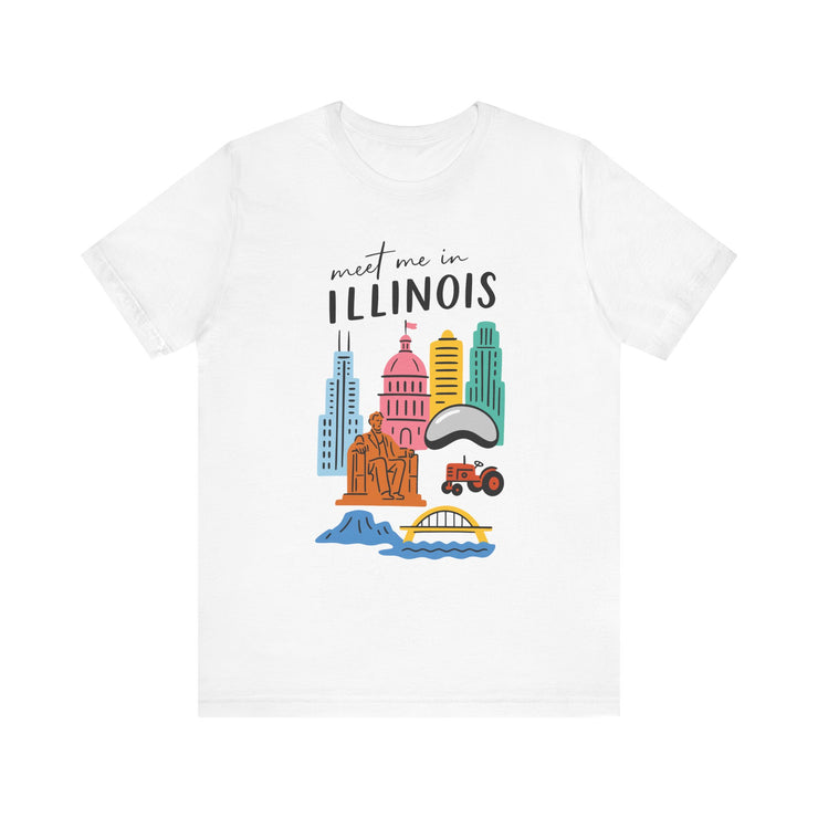 Illinois Graphic Tee | Unisex Short Sleeve T-Shirt, Illinois Souvenir Shirt, Travel Gift, Casual Wear, USA States Design