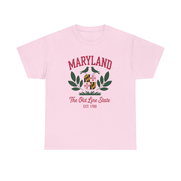 Maryland Heritage Tee | Unisex Cotton Shirt, Old Line State Apparel, Travel Souvenir, Gift for Maryland Lovers, Vintage Maryland Design,USA States Design