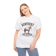 Kentucky Heritage Unisex Heavy Cotton Tee, Vintage Graphic Shirt, Horse Lover Gift, Authentic State Pride Apparel, Casual Everyday Wear, USA States Design
