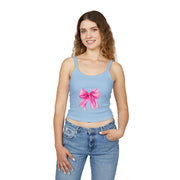 Pink Bow Spaghetti Strap Tank Top, Cute Summer Top, Women’s Fashion, Gift for Her, Casual Outfit, Beachwear