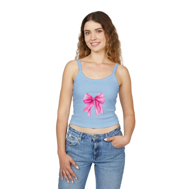 Pink Bow Spaghetti Strap Tank Top, Cute Summer Top, Women’s Fashion, Gift for Her, Casual Outfit, Beachwear