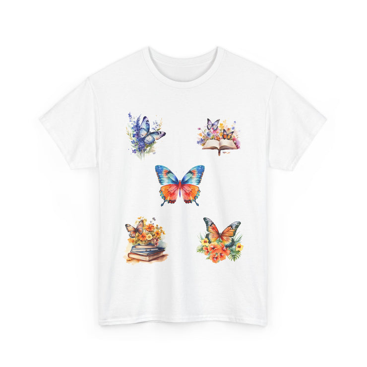 Butterfly Blossom Unisex Cotton Tee, Vibrant Nature Shirt, Gift for Nature Lovers, Spring Fashion Top, Garden Party Tee