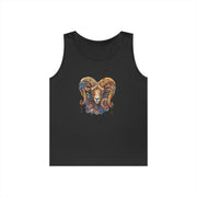 Bohemian Floral Ram Tank Top - Unisex Cotton Singlet, Artistic Apparel, Summer Wear, Festival Fashion, Nature Lover Gift