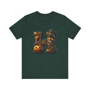 Halloween Themed Unisex Tee, Pumpkin Shirt, October Fest T-Shirt, Scary Skull Top, Spooky Shirt, Ghoulish Fashion