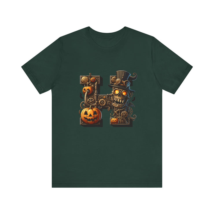Halloween Themed Unisex Tee, Pumpkin Shirt, October Fest T-Shirt, Scary Skull Top, Spooky Shirt, Ghoulish Fashion