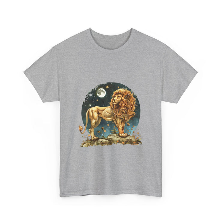 Majestic Lion Tee, Unisex Heavy Cotton Tee, Astrology T-Shirt, Animal Lover Gift, Birthday Present, Casual Style