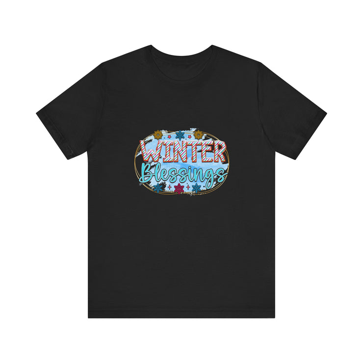 Winter Blessings Unisex Jersey Tee, Cozy Winter T-shirt, Holiday Gift, Seasonal Apparel, Comfortable Casual Wear