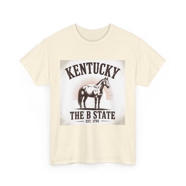 Kentucky Heritage Unisex Heavy Cotton Tee, Vintage Graphic Shirt, Horse Lover Gift, Authentic State Pride Apparel, Casual Everyday Wear, USA States Design