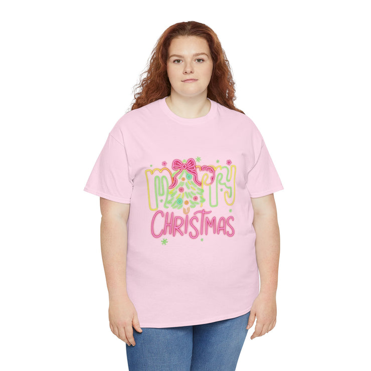 Festive Merry Christmas Tee - Unisex Heavy Cotton T-Shirt, Holiday Shirt, Christmas Gift, Cozy Winter Apparel, Family Gathering Outfit