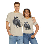 Gothic Vulture Tee, Unisex Heavy Cotton T-Shirt, Edgy Graphic Shirt for Music Lovers, Halloween T-Shirt, Alternative Fashion