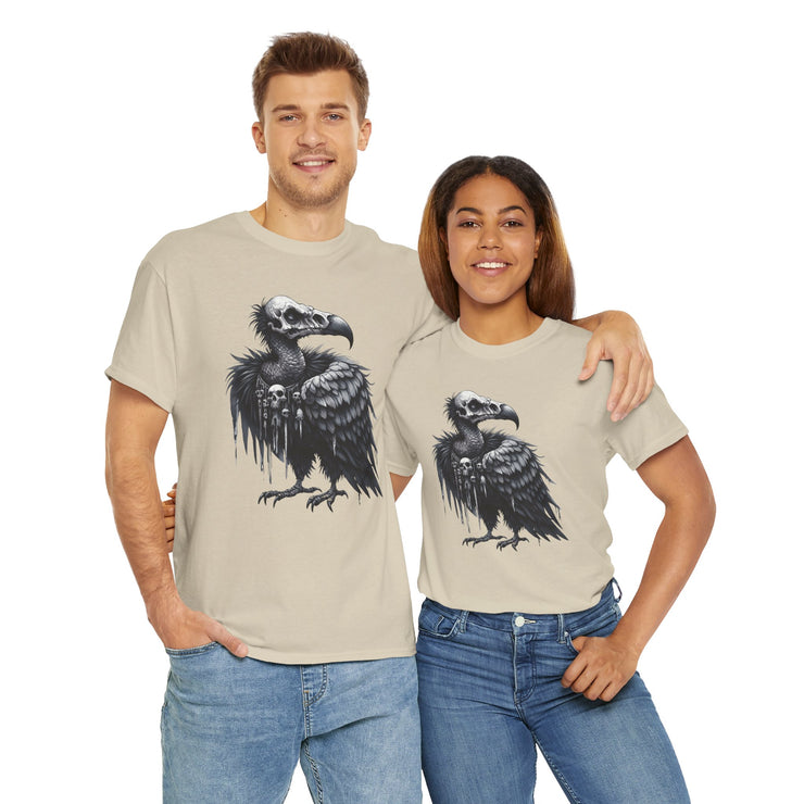 Gothic Vulture Tee, Unisex Heavy Cotton T-Shirt, Edgy Graphic Shirt for Music Lovers, Halloween T-Shirt, Alternative Fashion