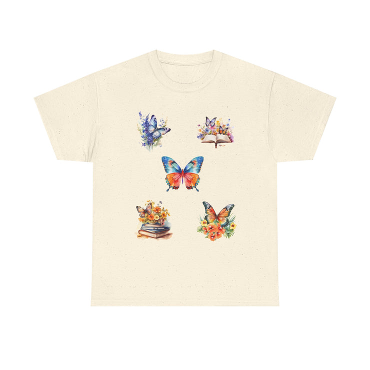 Butterfly Blossom Unisex Cotton Tee, Vibrant Nature Shirt, Gift for Nature Lovers, Spring Fashion Top, Garden Party Tee