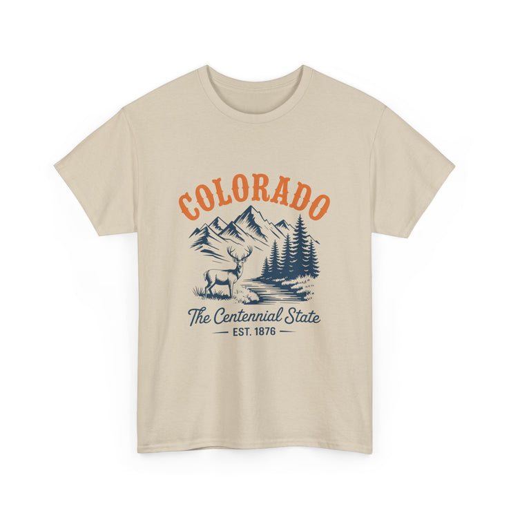 Colorado Adventure Unisex Heavy Cotton Tee, Outdoor Shirt, Gift for Nature Lovers, Travel Tee, USA State Design