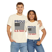 Proud U.S. Navy Unisex Heavy Cotton Tee, Veteran Gifts, Military Apparel, Patriotic Shirt, Independence Day, Memorial Day