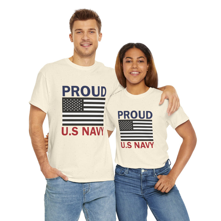 Proud U.S. Navy Unisex Heavy Cotton Tee, Veteran Gifts, Military Apparel, Patriotic Shirt, Independence Day, Memorial Day