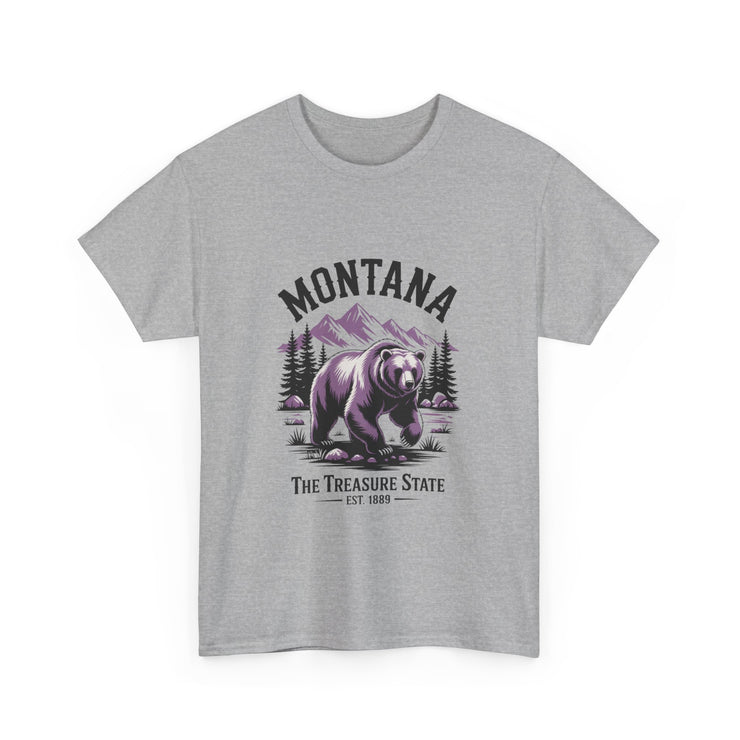 Montana Bear Graphic Tee | Unisex Heavy Cotton Tee, Adventure Shirt, Nature Lover Gift, Hiking Apparel, Travel Tee, Wilderness Wear, USA States Design