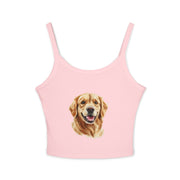 Golden Retriever Dog Lover's Spaghetti Strap Tank Top, Cute Pet Apparel, Gift for Dog Moms, Summer Top, Animal Lover Shirt