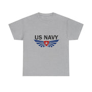 US Navy Winged Logo Unisex Heavy Cotton Tee, Military Apparel, Veteran Gift, Casual Wear, Patriotic Clothing, Gift for Him/Her