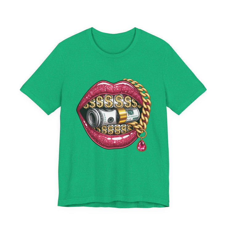 Glamorous Money Lips Tee, Trendy Graphic Shirt, Fashion Statement Tee, Gift for Her, Casual Streetwear