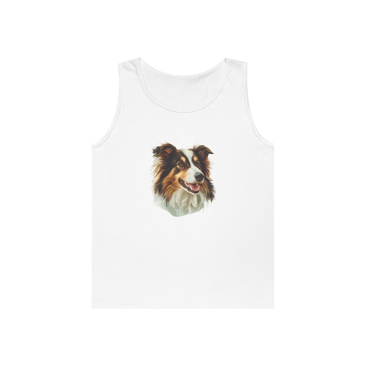 Dog Lover's Unisex Heavy Cotton Tank Top - Cute Pet Art, Custom Gift for Dog Owners, Summer Casual Wear, Animal Lover Apparel