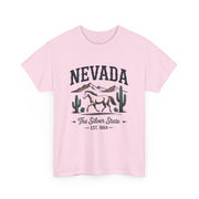 Nevada Graphic Unisex Heavy Cotton Tee, Casual Wear, State Pride Shirt, Travel Gift, Summer Clothing, USA States Design