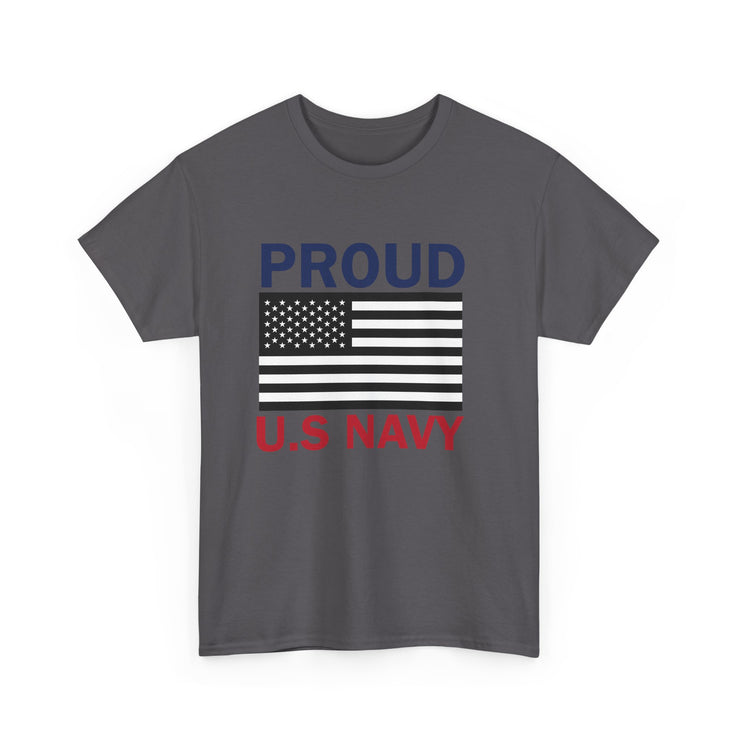 Proud U.S. Navy Unisex Heavy Cotton Tee, Veteran Gifts, Military Apparel, Patriotic Shirt, Independence Day, Memorial Day