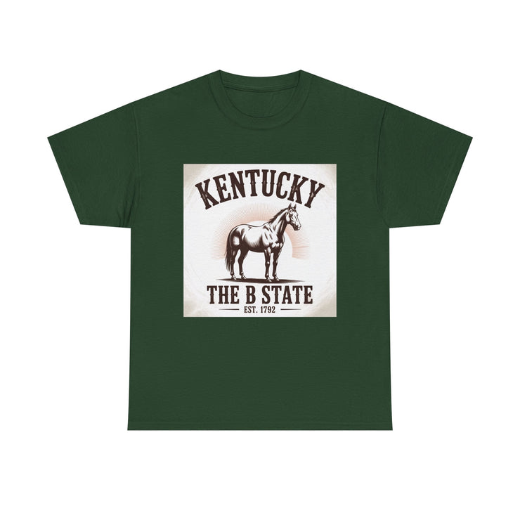 Kentucky Heritage Unisex Heavy Cotton Tee, Vintage Graphic Shirt, Horse Lover Gift, Authentic State Pride Apparel, Casual Everyday Wear, USA States Design