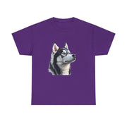 Siberian Husky Heavy Cotton Tee, Cozy Dog Lover Shirt, Unisex Graphic Tee, Pet Owner Gift, Cute Animal Apparel