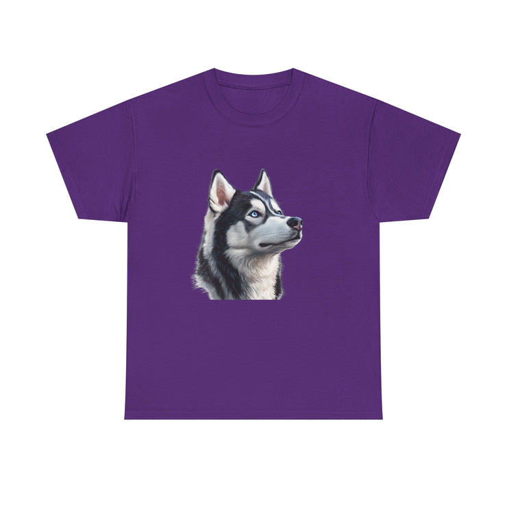 Siberian Husky Heavy Cotton Tee, Cozy Dog Lover Shirt, Unisex Graphic Tee, Pet Owner Gift, Cute Animal Apparel