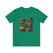 Halloween Themed Unisex Tee, Pumpkin Shirt, October Fest T-Shirt, Scary Skull Top, Spooky Shirt, Ghoulish Fashion