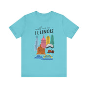 Illinois Graphic Tee | Unisex Short Sleeve T-Shirt, Illinois Souvenir Shirt, Travel Gift, Casual Wear, USA States Design