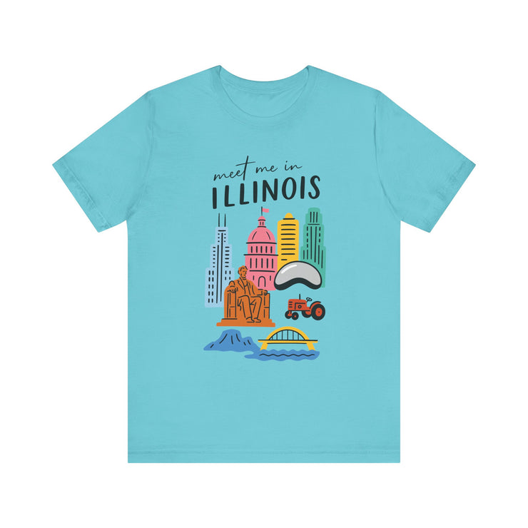 Illinois Graphic Tee | Unisex Short Sleeve T-Shirt, Illinois Souvenir Shirt, Travel Gift, Casual Wear, USA States Design