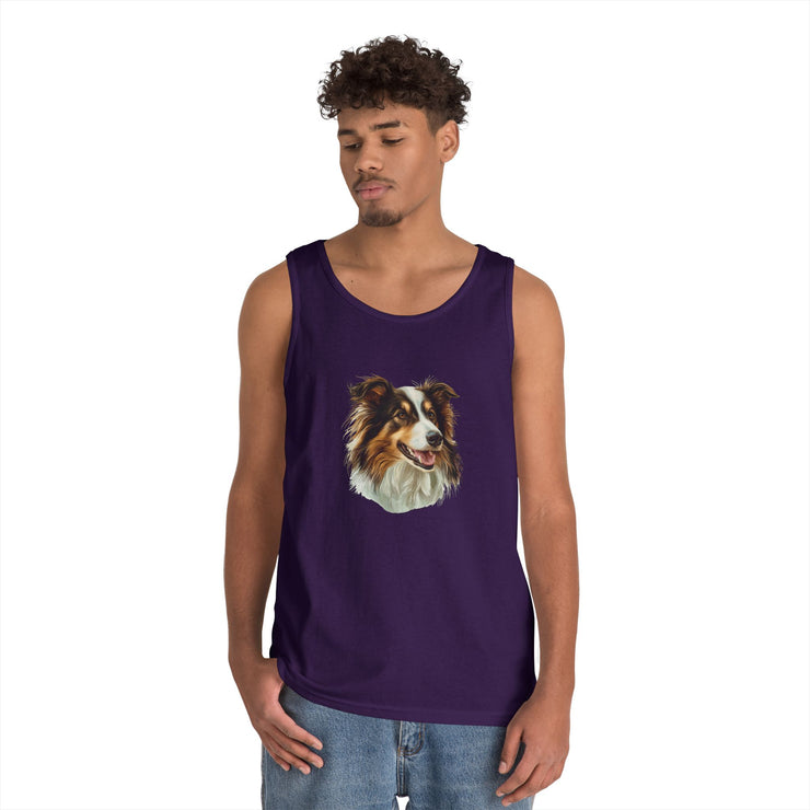 Dog Lover's Unisex Heavy Cotton Tank Top - Cute Pet Art, Custom Gift for Dog Owners, Summer Casual Wear, Animal Lover Apparel