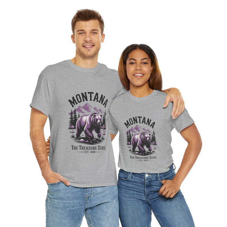 Montana Bear Graphic Tee | Unisex Heavy Cotton Tee, Adventure Shirt, Nature Lover Gift, Hiking Apparel, Travel Tee, Wilderness Wear, USA States Design