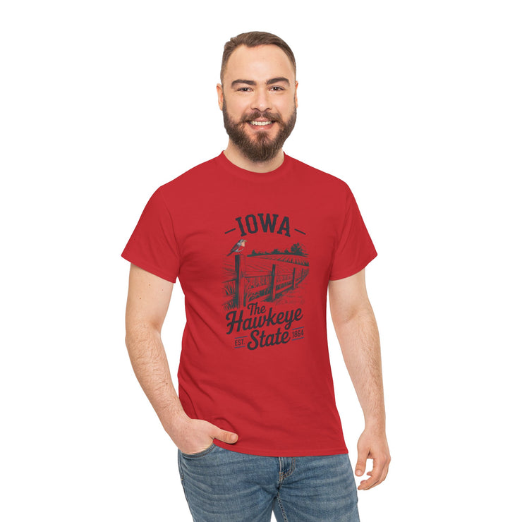 Iowa The Hawkeye State T-Shirt, Vintage Style Tee, Unisex Cotton Shirt, Iowa Pride Gift, USA States Design