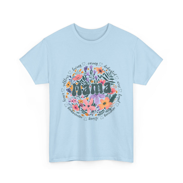 Floral 'Mama' Unisex Heavy Cotton Tee, Perfect for Mother's Day, Gifts for Mom, Birthday Apparel,