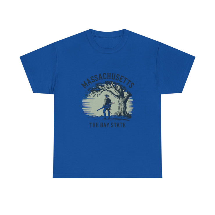 Massachusetts Vintage Unisex Heavy Cotton Tee, Rustic State T-Shirt, Travel Souvenir, Casual Wear, Gift for Locals and Tourists