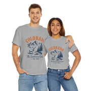 Colorado Adventure Unisex Heavy Cotton Tee, Outdoor Shirt, Gift for Nature Lovers, Travel Tee, USA State Design