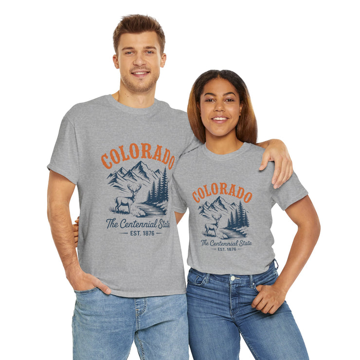 Colorado Adventure Unisex Heavy Cotton Tee, Outdoor Shirt, Gift for Nature Lovers, Travel Tee, USA State Design