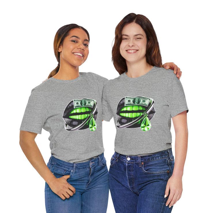 Green Glam Lip Graphic Tee | Unisex Jersey Short Sleeve Shirt, Fashion Tee, Trendy T-shirt, Gift for Her, Casual Wear